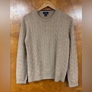 Brooks Brothers Men's Cable Knit Crewneck Sweater - Beige